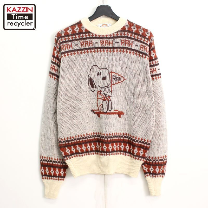 70s vintage ARROW スヌーピー SNOOPY アクリル ジャガード ニット