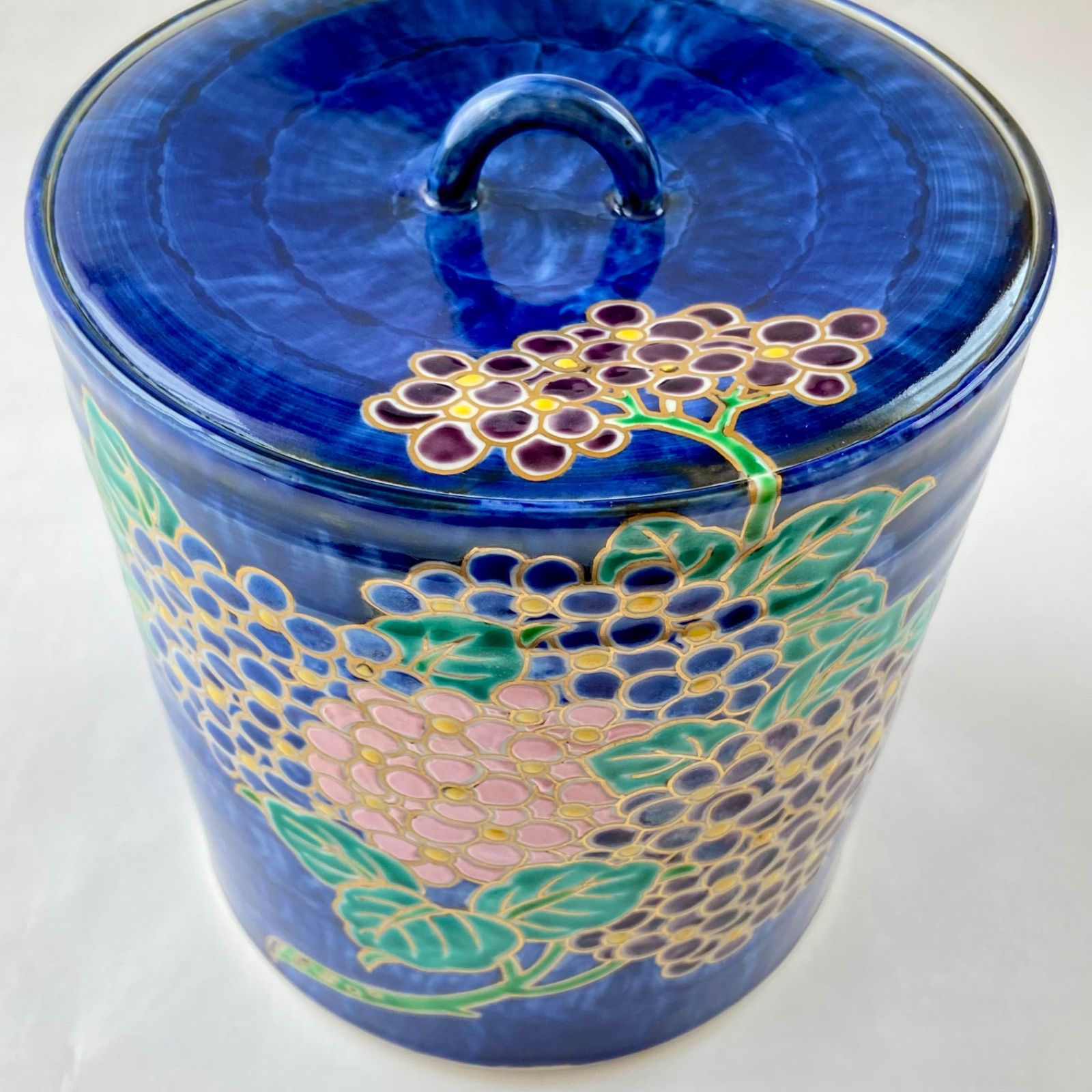 水指 色絵 紫陽花 高野昭阿弥 共箱入 茶道具 茶器 陶磁器 古美術