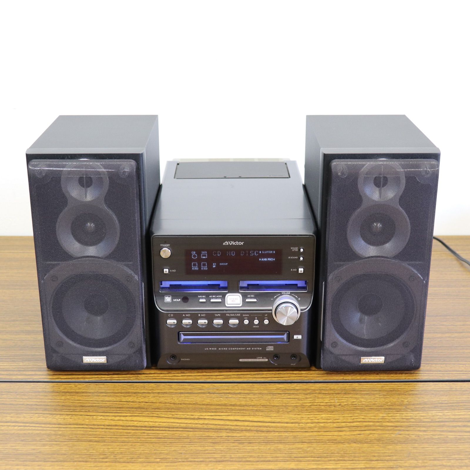 美品】Victor ビクター CD/MDコンポ CA-UXW500-B スピーカー 黒