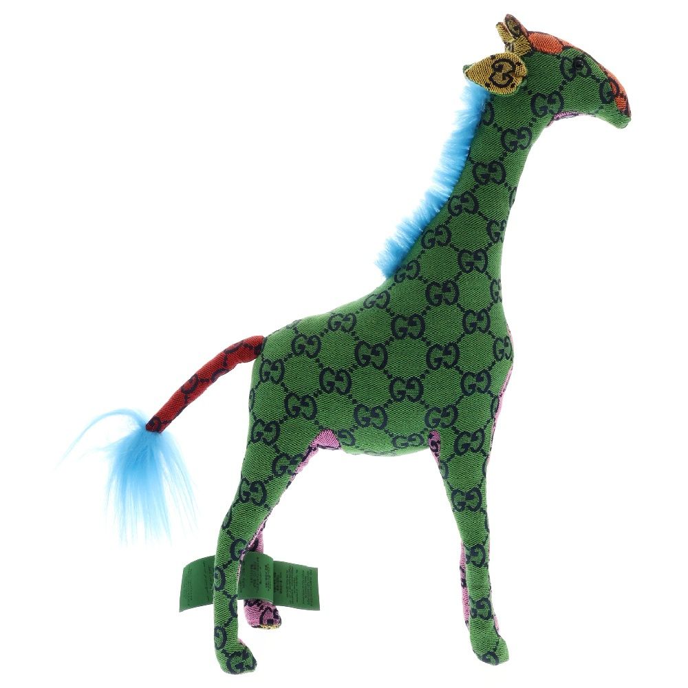 GUCCI (グッチ) デコラティブキリンGG柄ぬいぐるみフィギュア グリーン