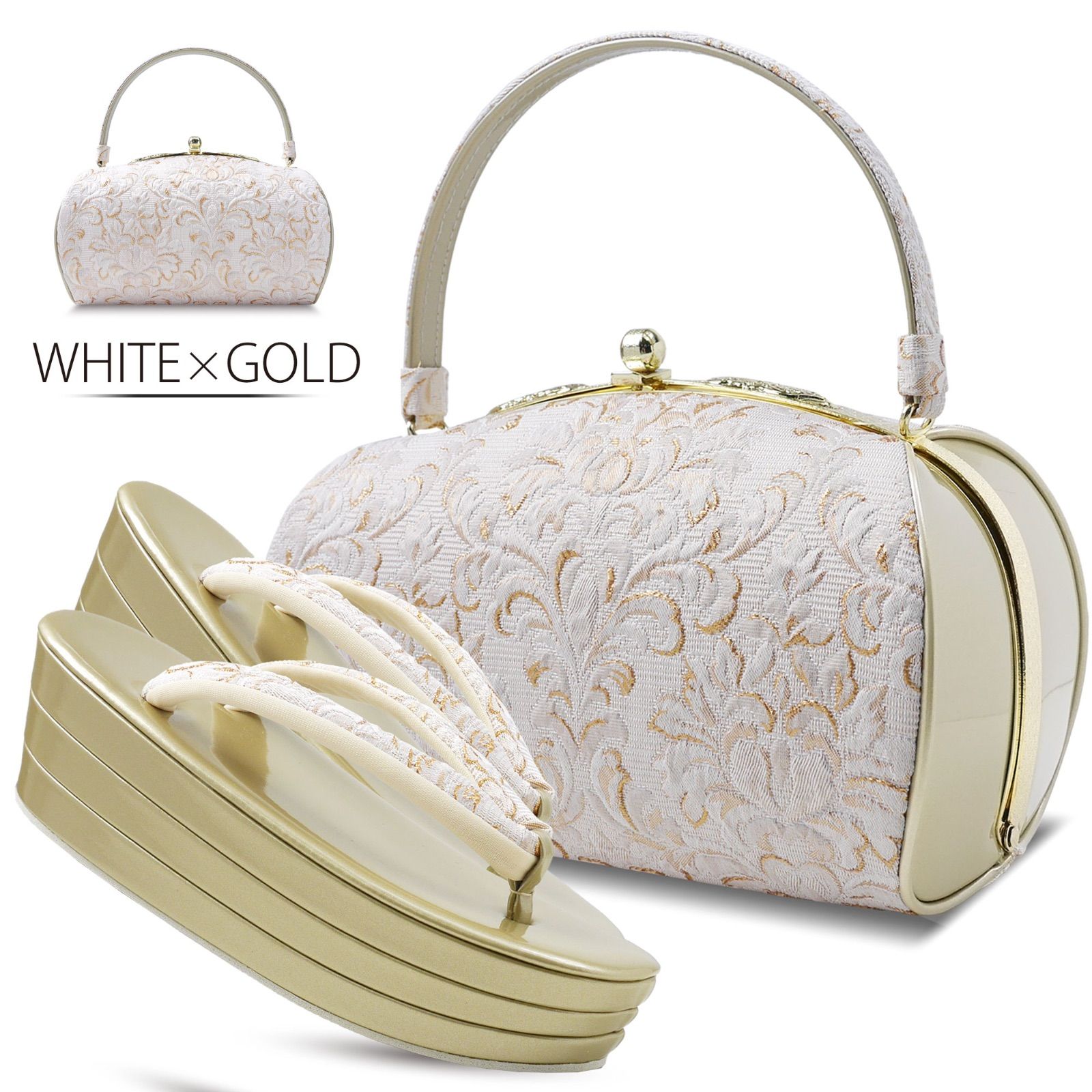 ふくれ織 帯地 フォーマル 草履バッグ 2点セット6cmヒール 選べる2色