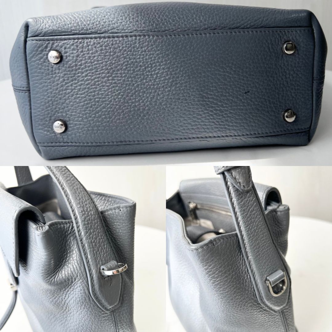 トッズ TODS TOD'S ハンドバッグ ショルダーバッグ レザー グレー