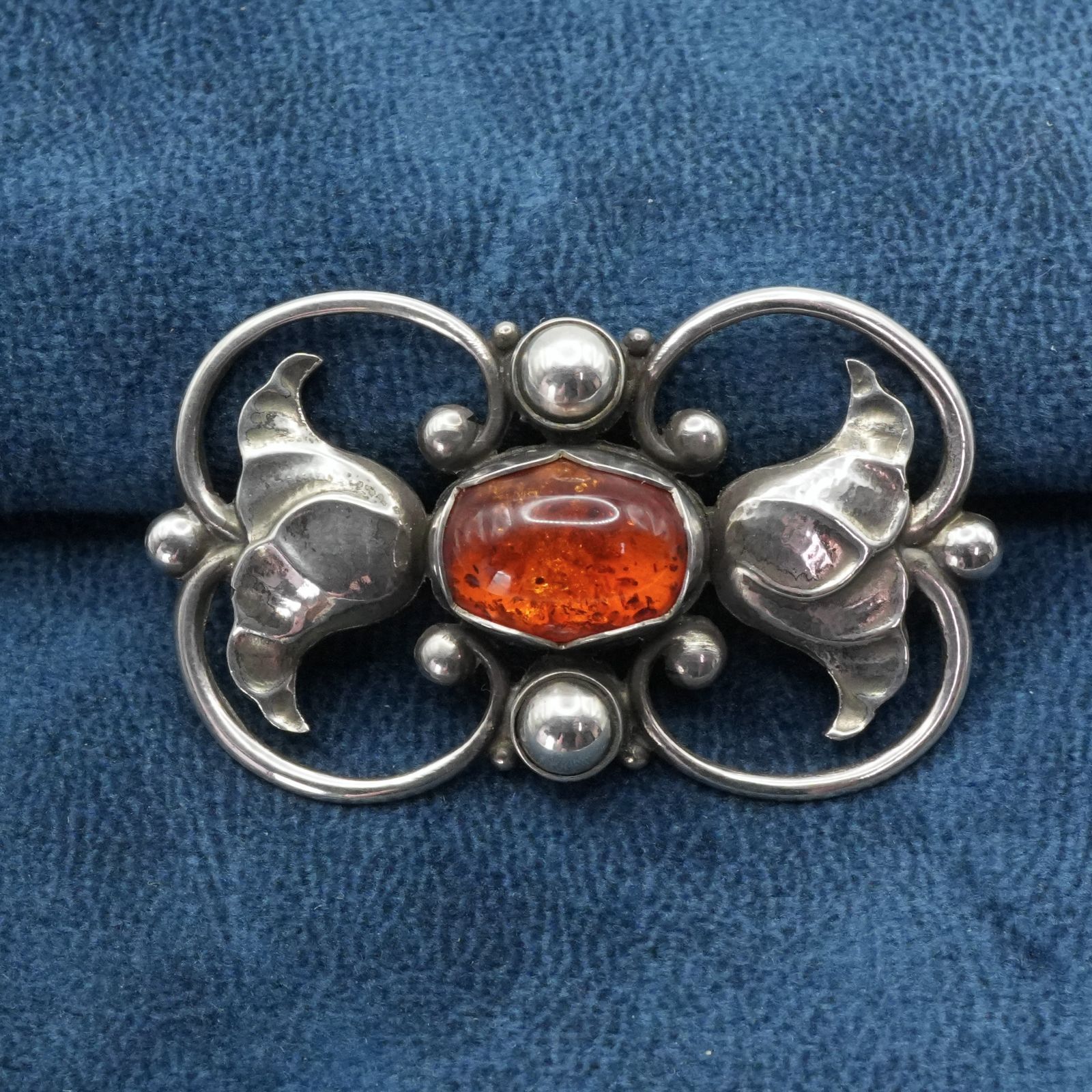 希少 ジョージジェンセン ブローチ 236A 琥珀 アンバー/24-4967S