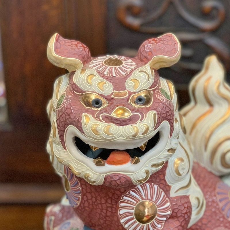 陶正園 備前焼 獅子置物 跳獅子 玉乗り獅子 縁起物 インテリア 魔除け