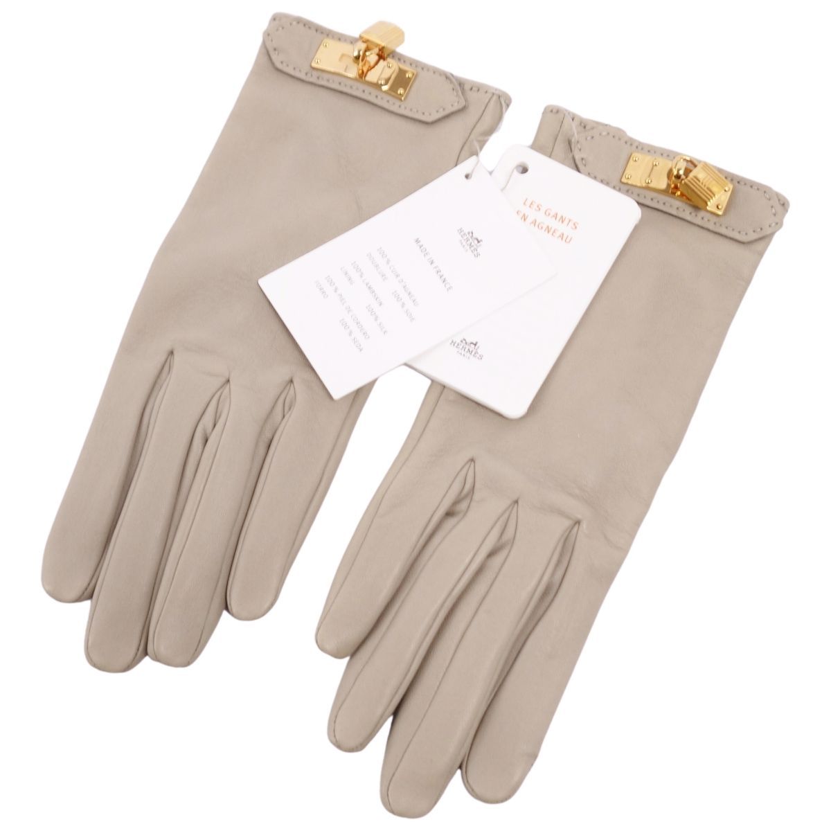 HERMESエルメス レザーグローブ 手袋 カデナデザイン 鍵付き サイズ6