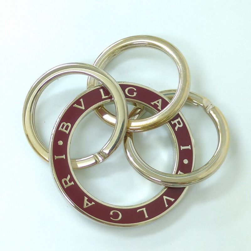 BVLGARI ブルガリ キーリング キーホルダー ゴールド ボルドー