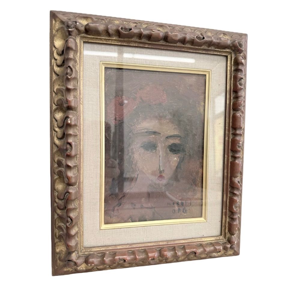 織田廣喜】【織田広喜】『タイトル不明』油彩 0号 直筆サイン 美術作品