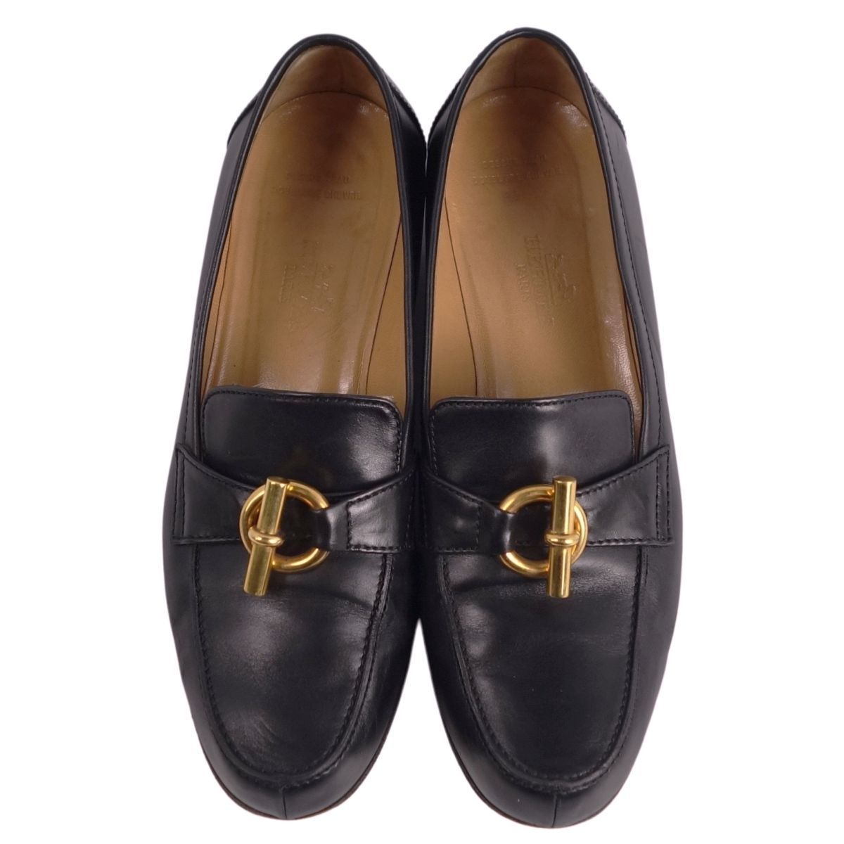 美品 エルメス HERMES ローファー モカシン シェーヌダンクル金具