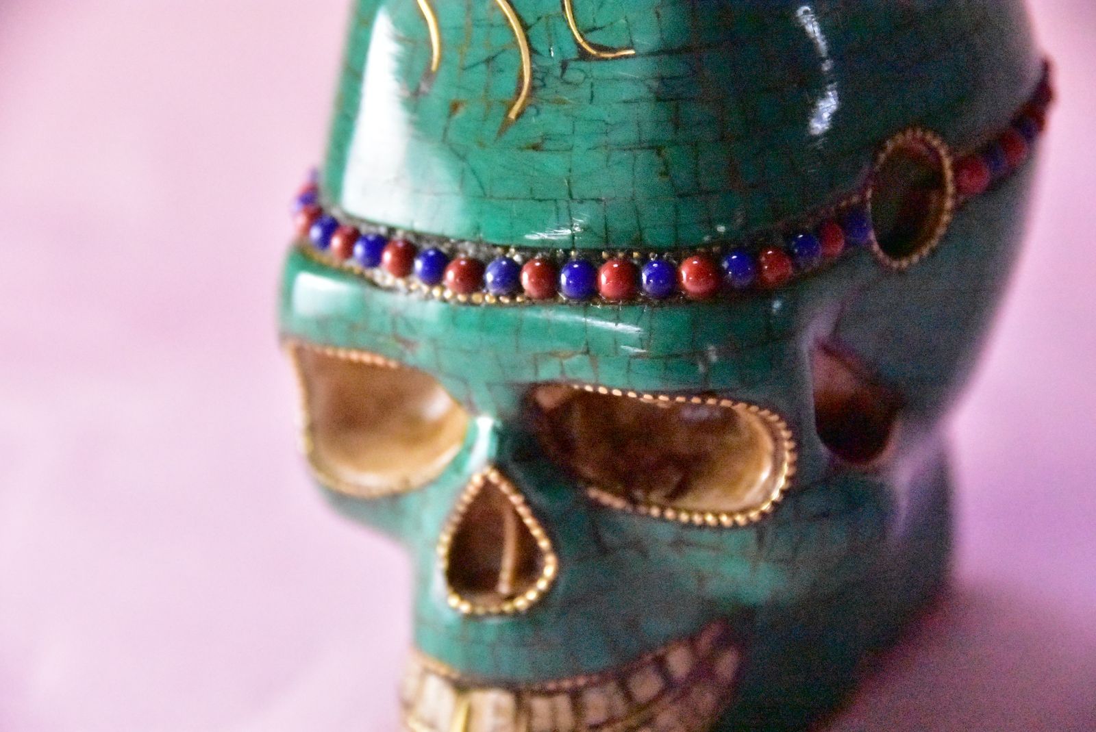 チベタンスカル カパーラ 髑髏 ドクロ トルコ石インレイ チベット仏教