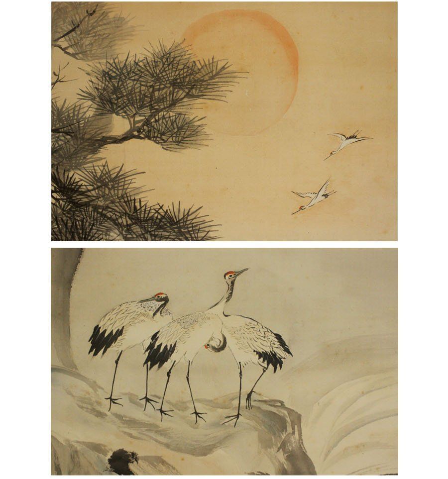 真作】野村松韵/新樹/新緑小禽図/掛軸/名家伝来/Z-897 真作】野村松韵