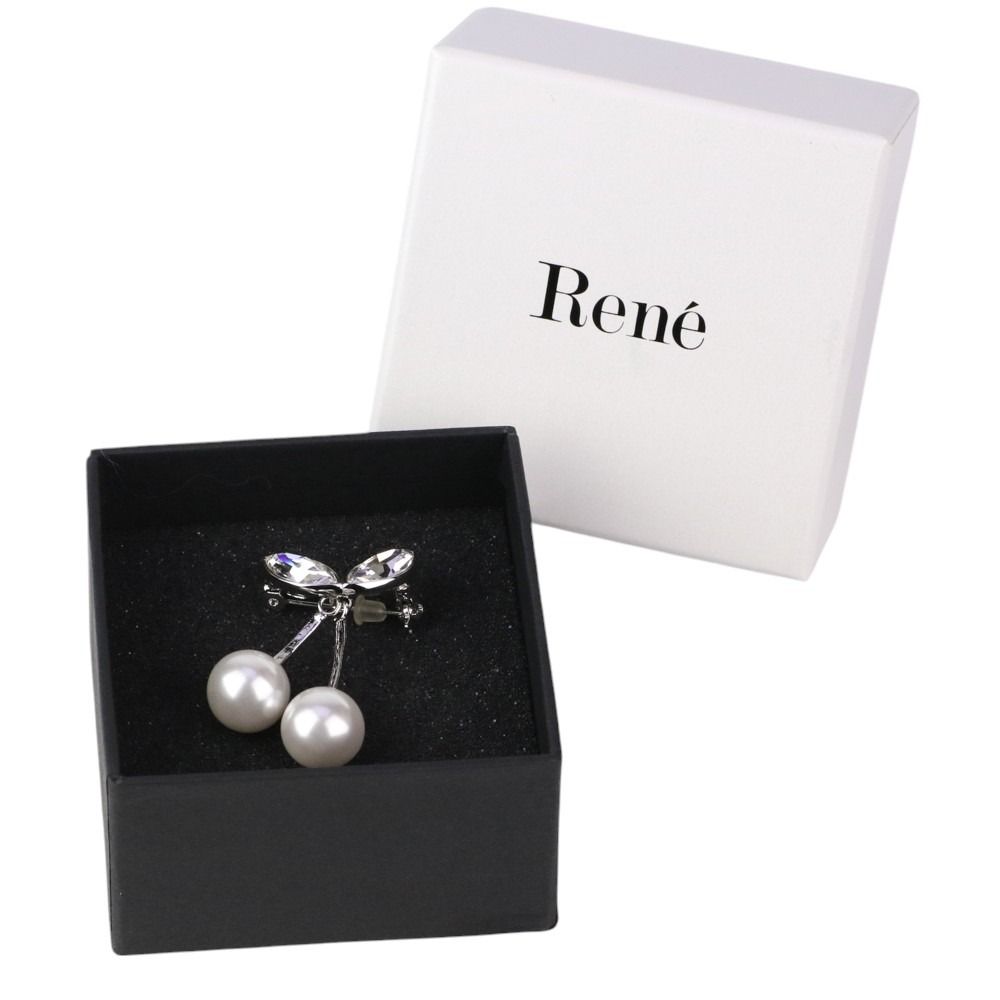 美品 Rene ルネ チェリー パール さくらんぼブローチ シルバーカラー