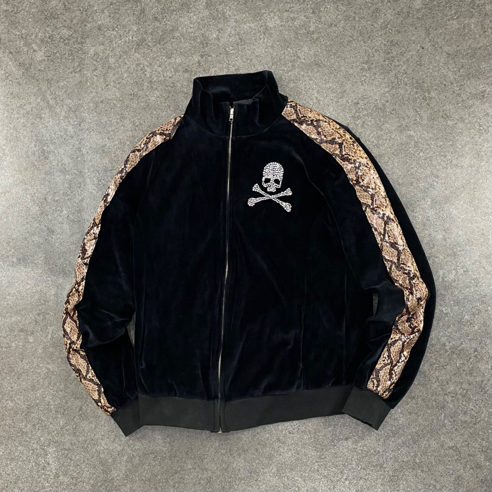 Roen Velour Track Jacket Blouson Black Skull y2k ロエン ベロア