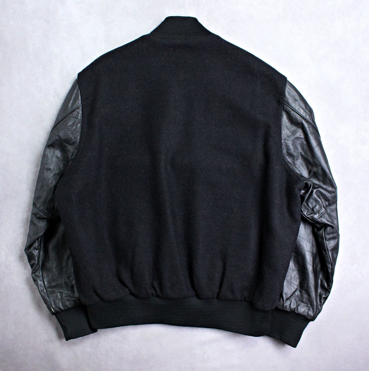 HOLLOWAY】90s ホロウェイ アメリカ製 袖革スタジャン 防寒中綿入り