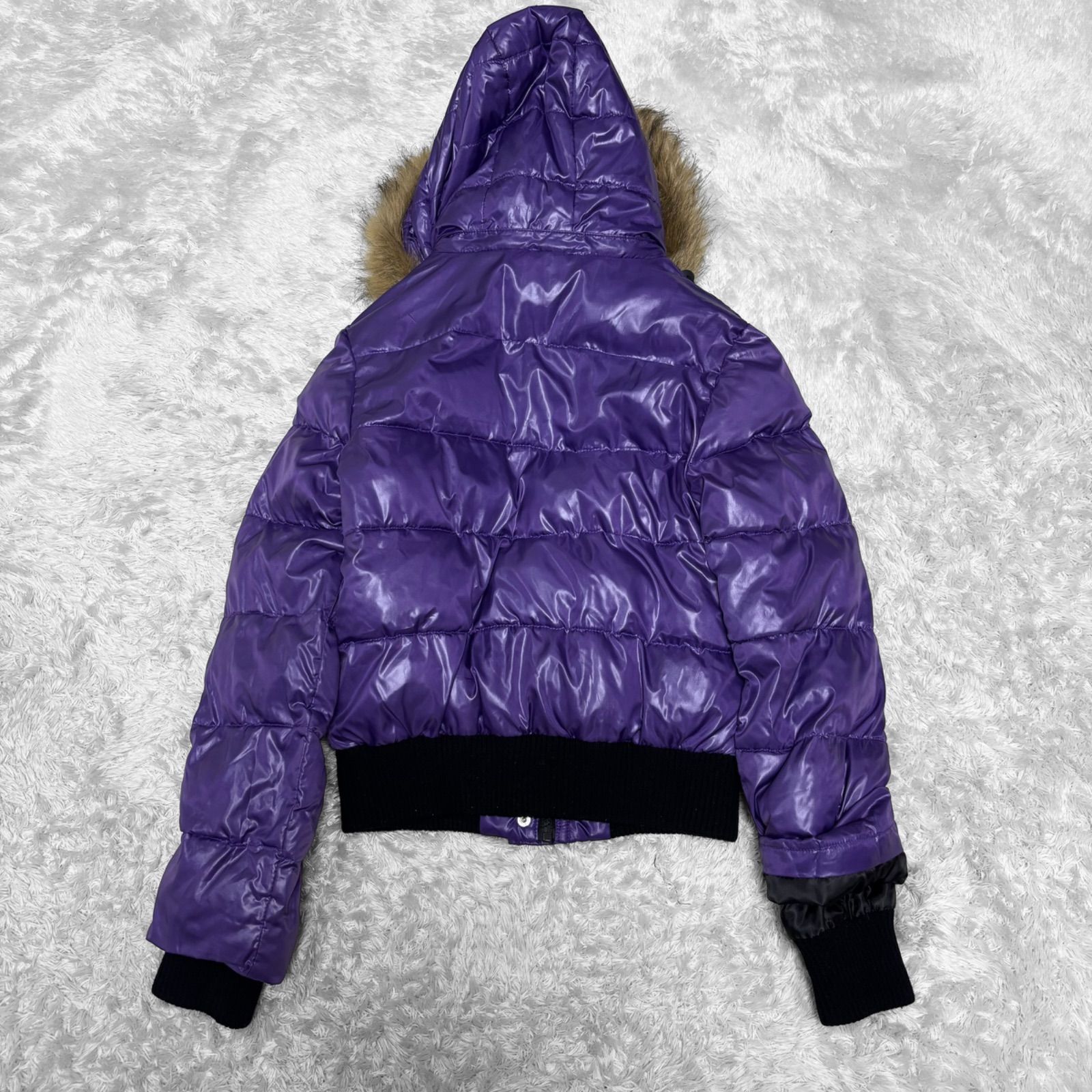 00s archive ファーダウンジャケット 紫 平成ギャル 短丈光沢 y2k