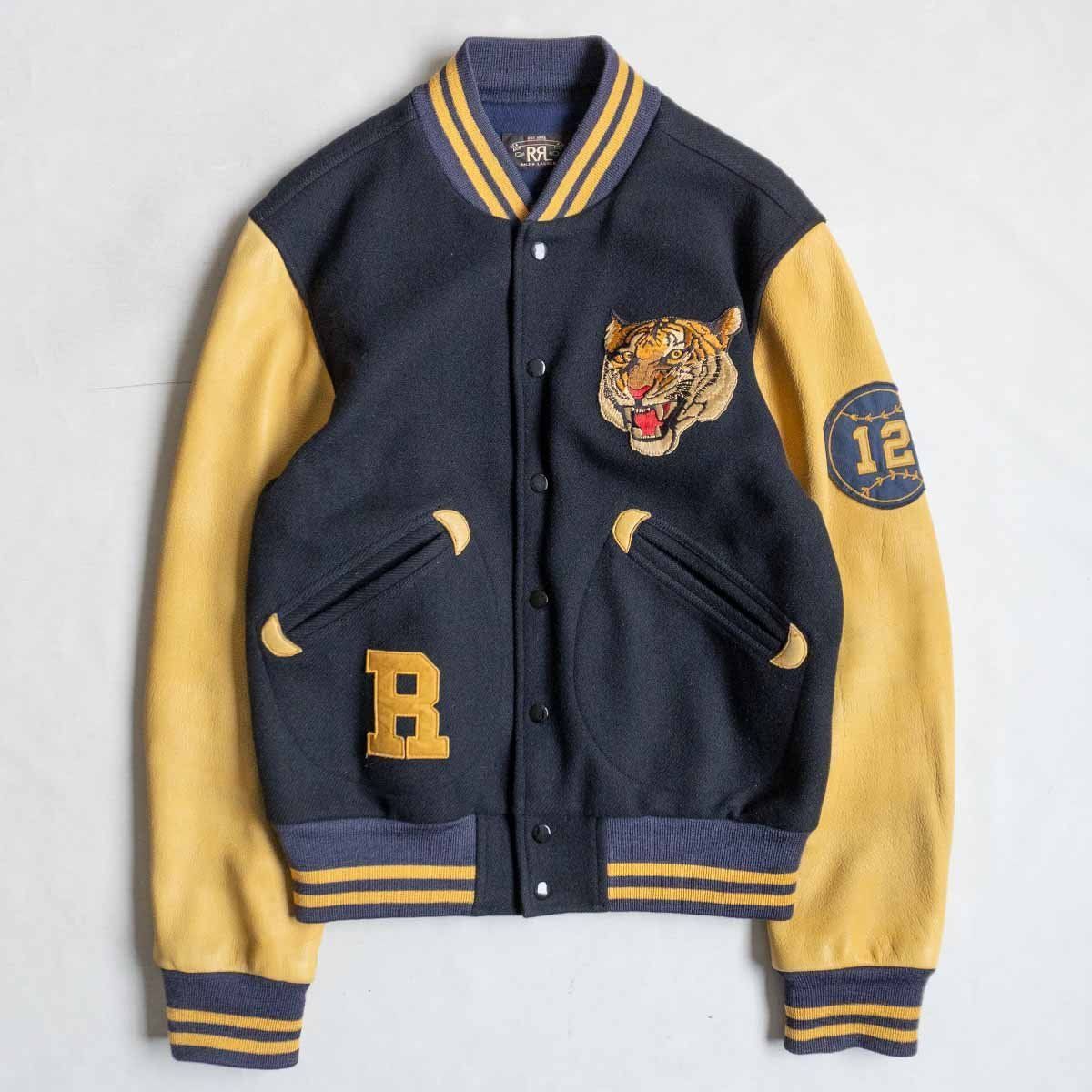 名作】RRL 【TIGER VARSITY JACKET】S とら レザースリーブ スタジャン