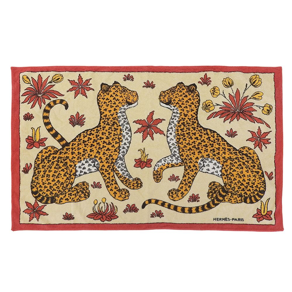 美品 エルメス HERMES レアアイテム ツイン レオパード フローラル