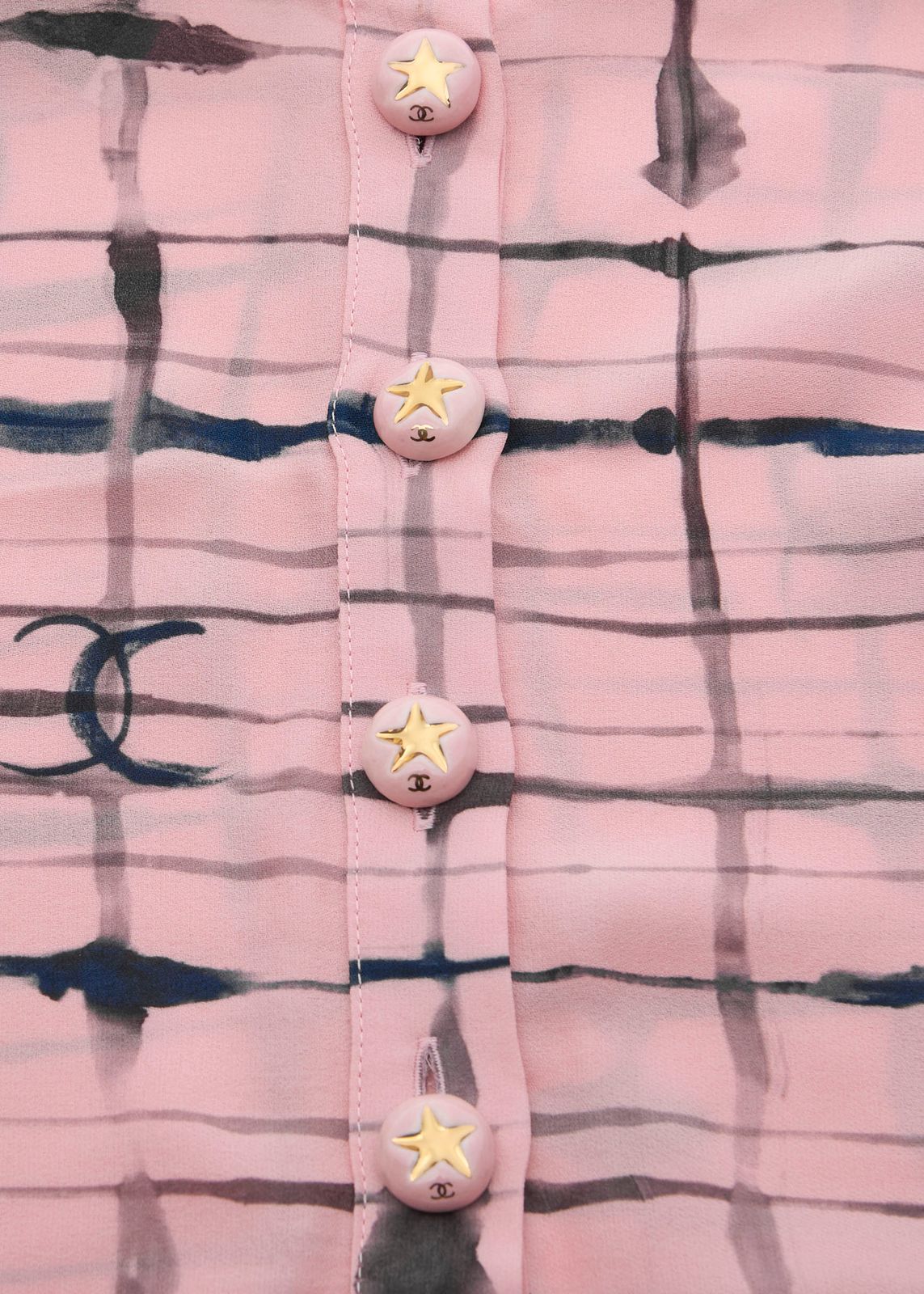 返品可】CHANEL シャネル ココボタン ココマーク ブラウス 34 ピンク