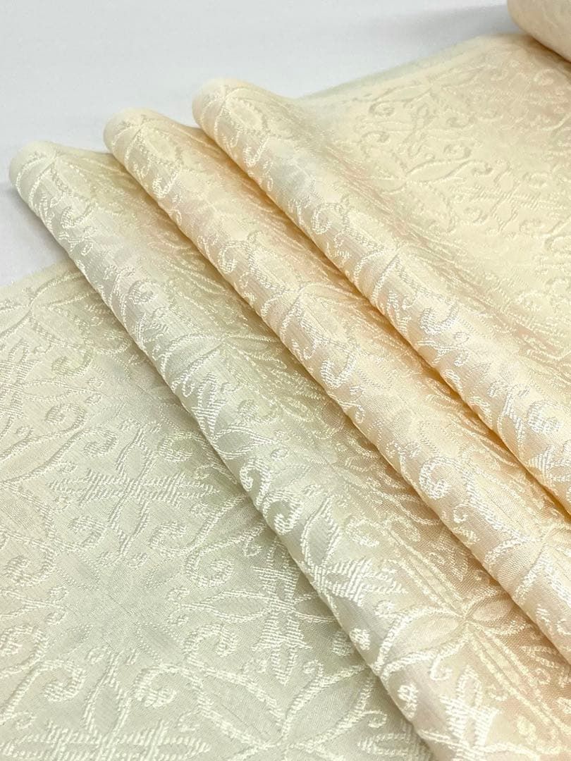 正絹 寿光織 葉紋地紋様 色無地 着尺 反物（17） 正絹 寿光織 葉紋地