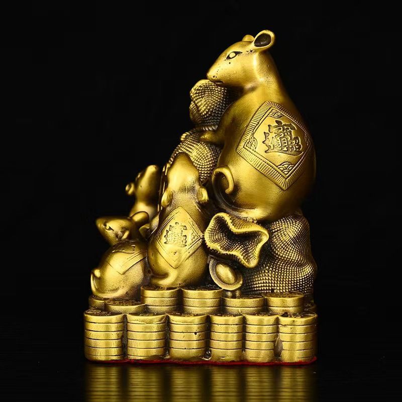 ネズミ ねずみ 置物 オブジェ 五鼠 運財 風水 金運アップ 開運 招財進