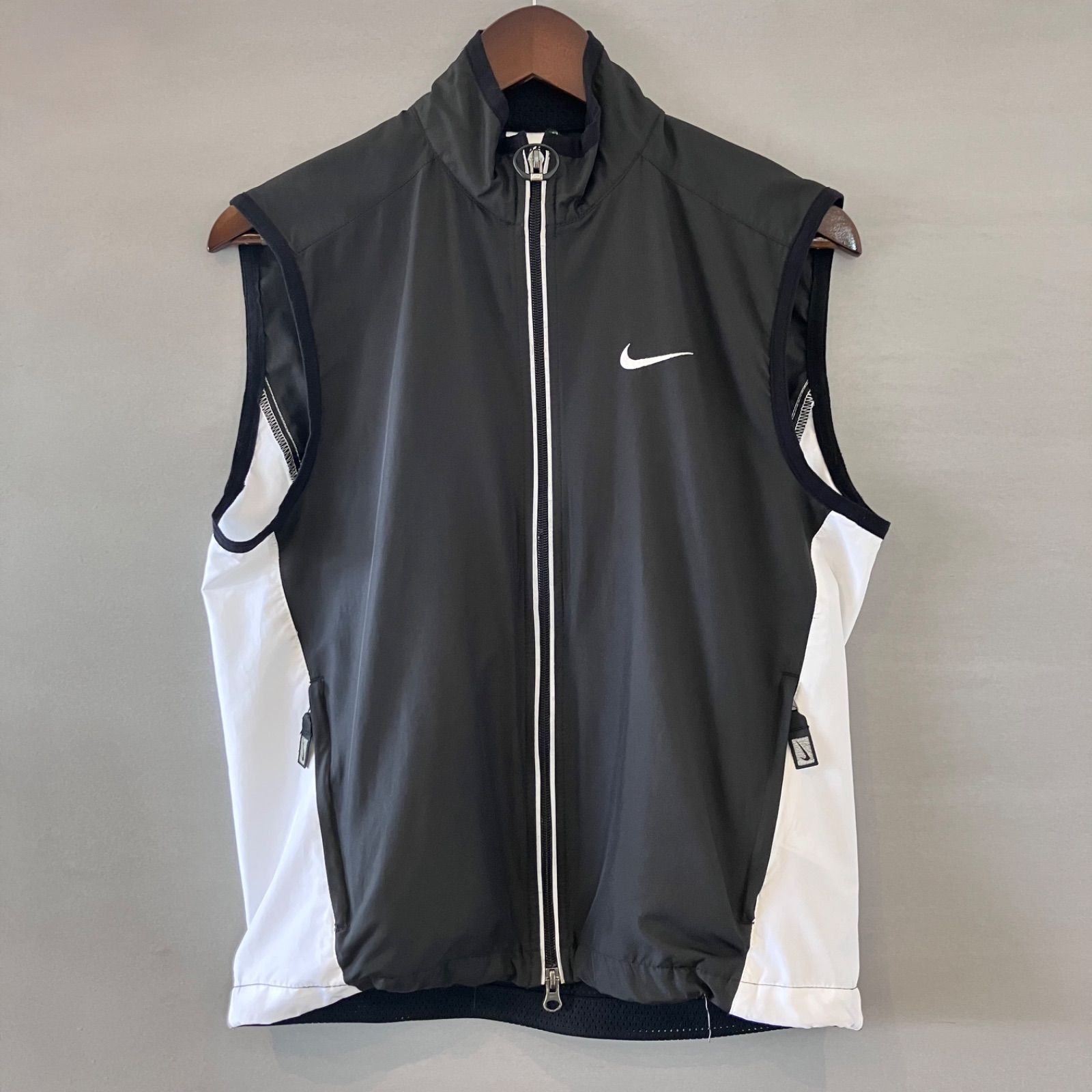 90's NIKE ナイキ ナイロンベスト メッシュ切替 ホワイト ブラック 白