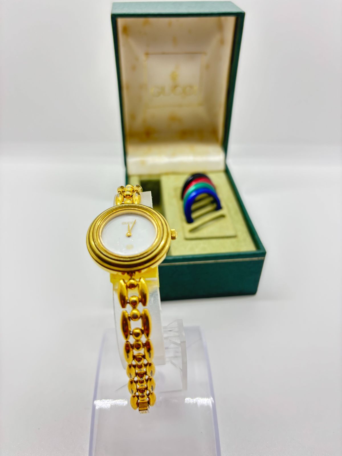 稼働品 箱付き】GUCCI Change Bezel グッチ 1100-L チェンジベゼル 5色