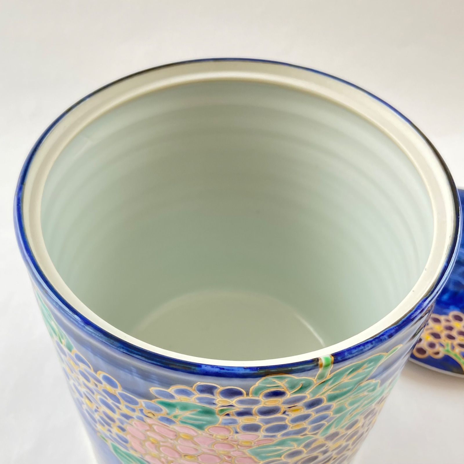 水指 色絵 紫陽花 高野昭阿弥 共箱入 茶道具 茶器 陶磁器 古美術