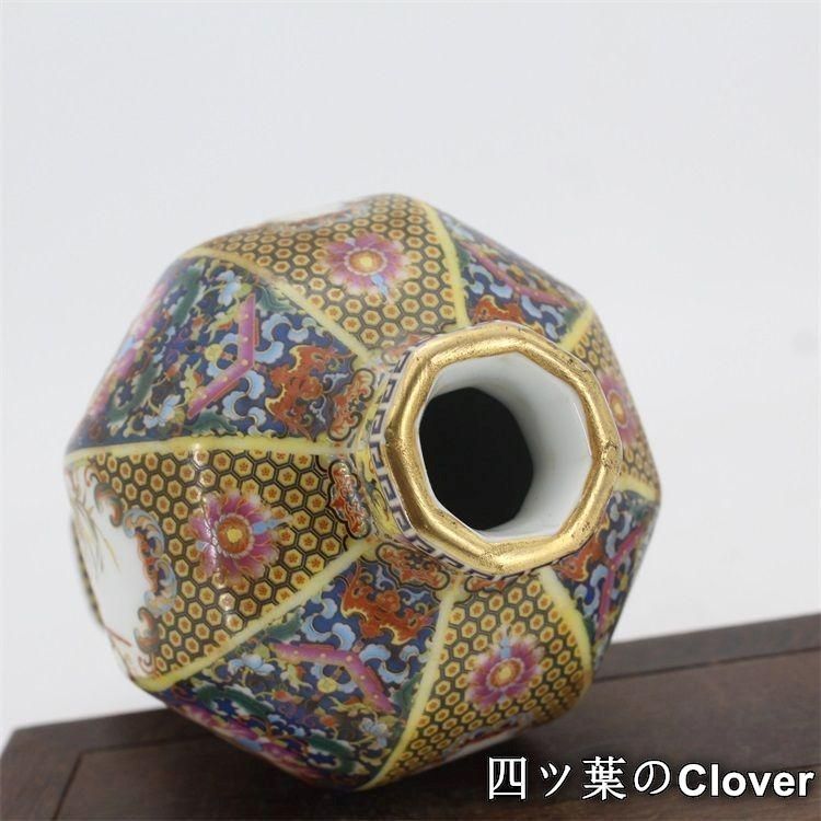 琺瑯彩花鳥八方梅瓶 景徳鎮 陶磁器 装飾品 現代工芸品 美術品 置物