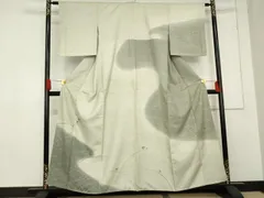 アイスブルーのすっきりとしたお召 市川純一郎 正絹 アイスブルーの