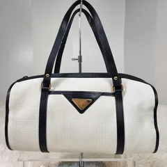 希少】イヴサンローラン ハンドバッグ 三角ロゴ ホワイト 筒形 - メルカリ