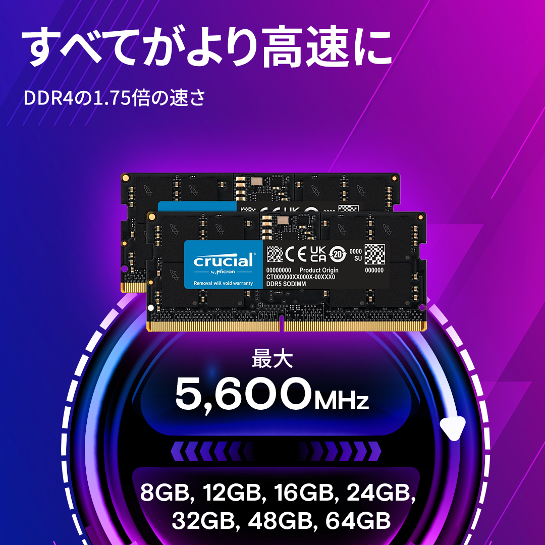 Crucial 32GB Kit (16GBx2) DDR5-5600 SODIMM | CT2K16G56C46S5