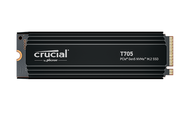 Crucial T705 1TB PCIe Gen5 NVMe M.2 SSD with heatsink