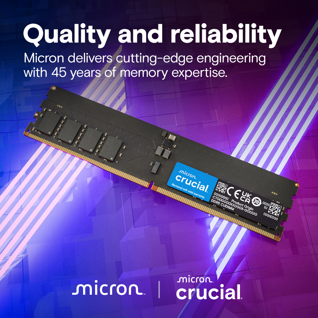 Crucial 64GB Kit (32GBx2) DDR5-6400 CUDIMM | CT2K32G64C52CU5