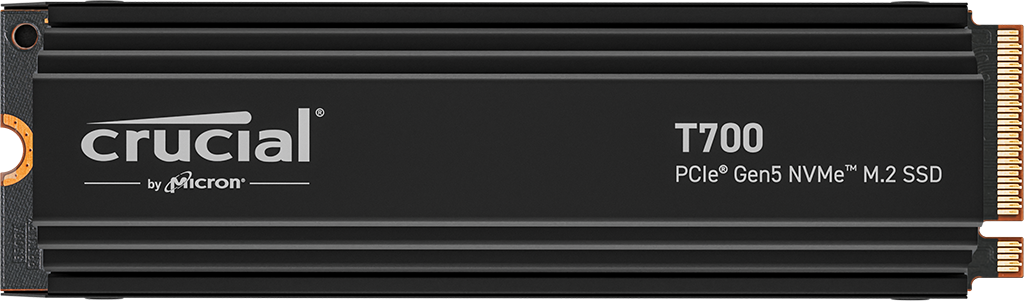 Crucial T700 1TB PCIe Gen5 NVMe M.2 SSD with heatsink