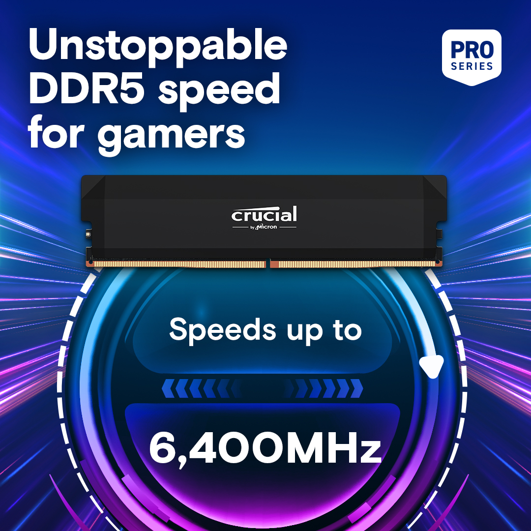 Crucial Pro DDR5-6000 16GB UDIMM: OC Gaming Memory Black