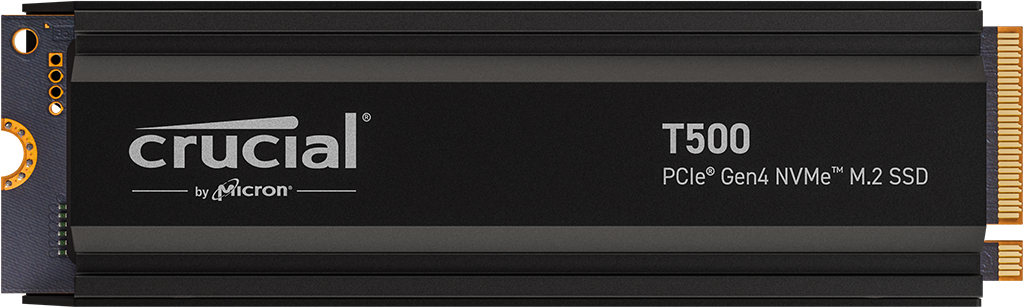 Crucial T500 2TB PCIe Gen4 NVMe M.2 SSD with heatsink