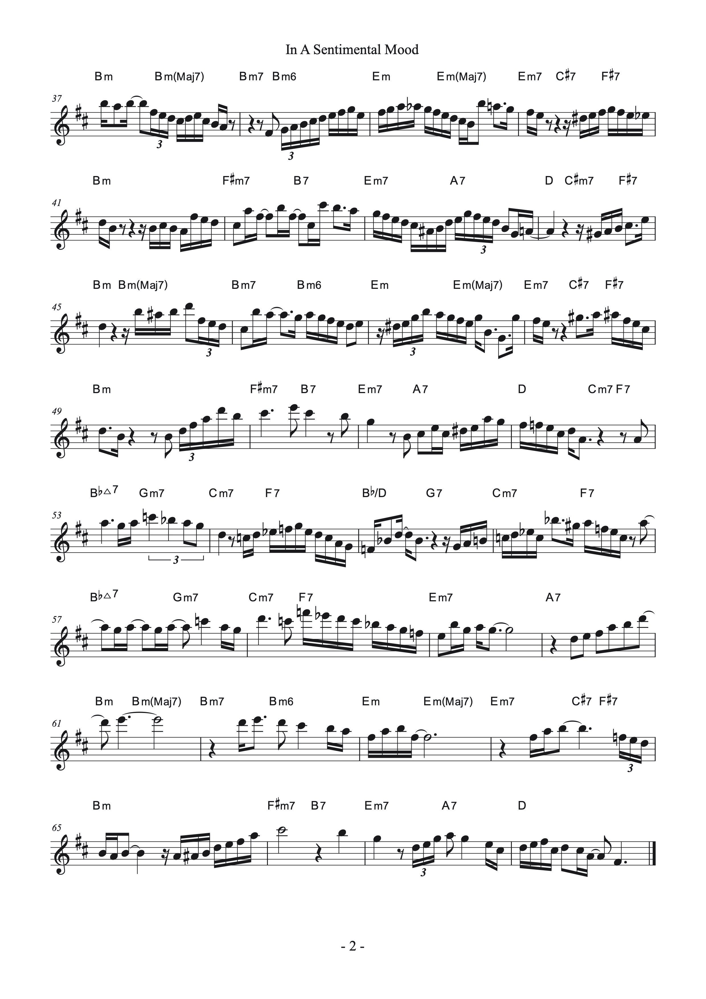 アルトサックス「In A Sentimental Mood」でのソロ例｜加度 克紘