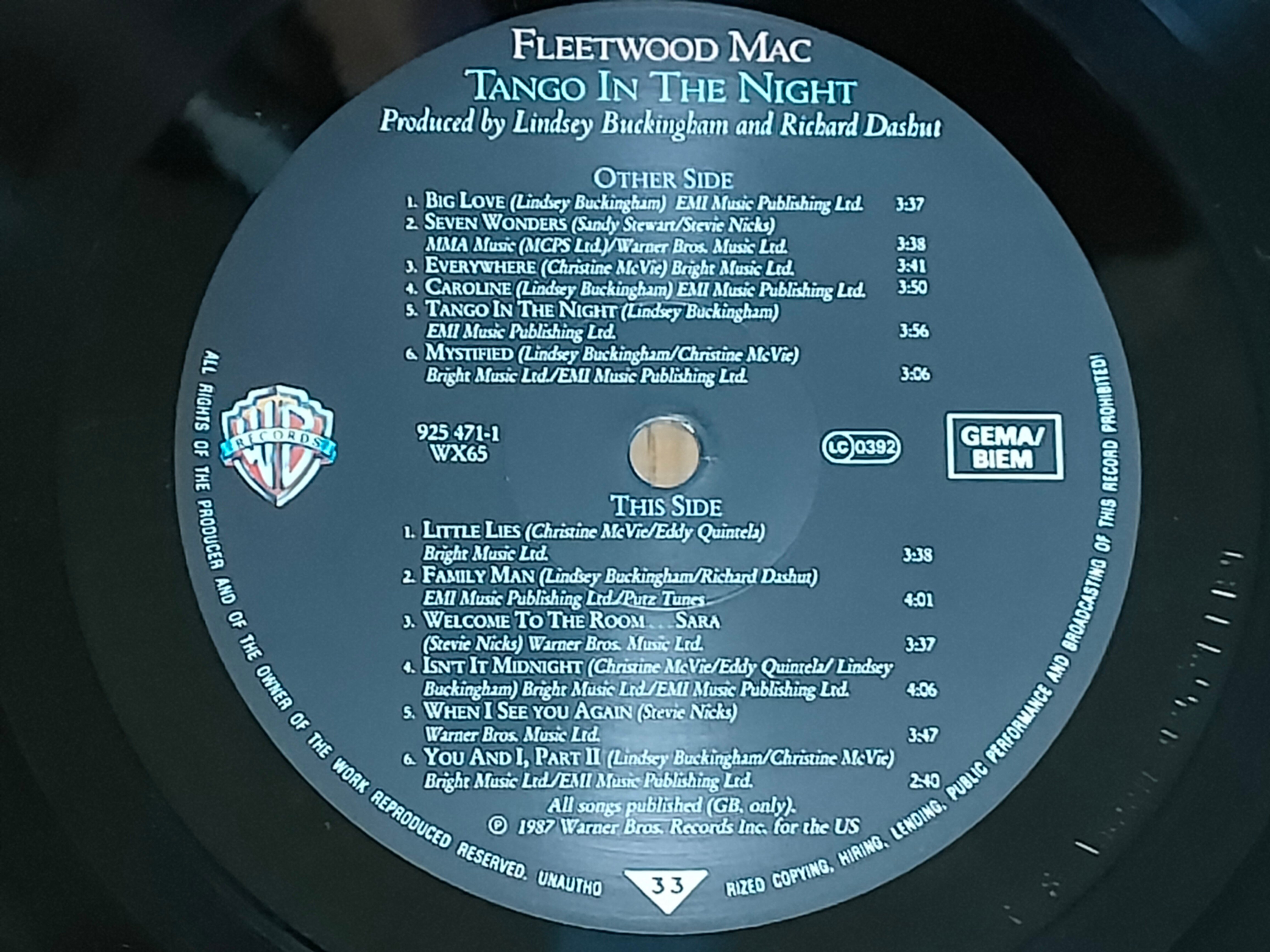 Tango in the Night】(1987) Fleetwood Mac 黄金期メンバーのマック80