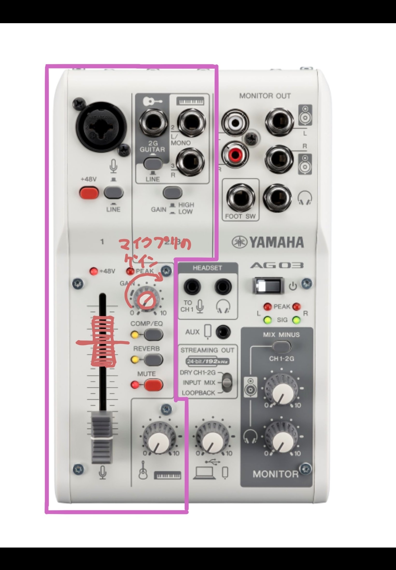 Yamaha AG03 DJミキサーとApple 純正Lightningコネクタ Yamaha AG03 DJ