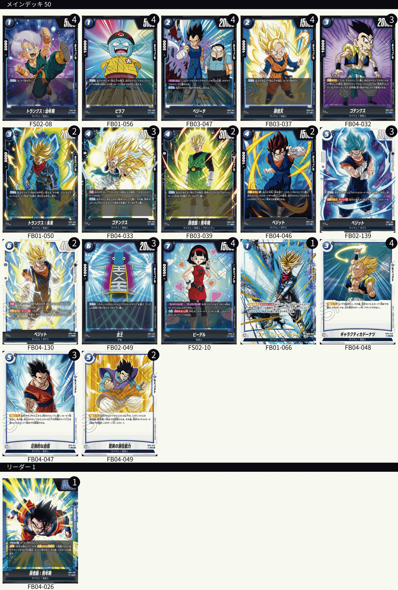 青 孫悟飯 デッキレシピ 考察 4弾 限界を超えし者 ドラゴンボール