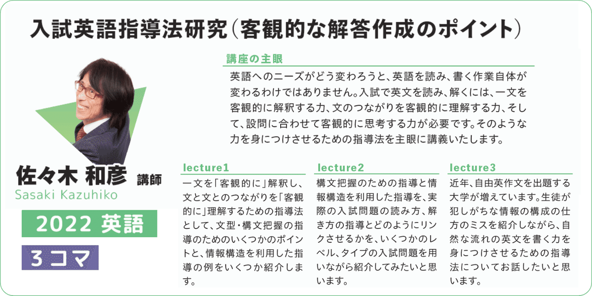 代ゼミ】『スーパーレベル医系英語特講実戦編 佐々木和彦先生 第1回