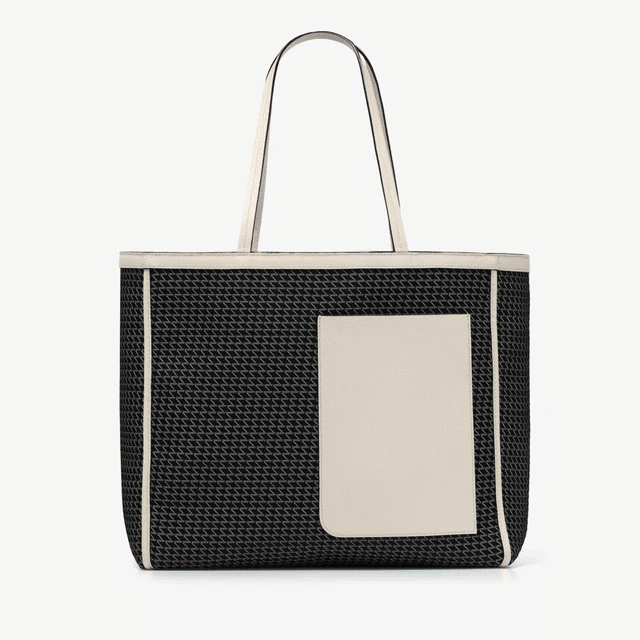 V alextra エレガントなアイボリーとブラックのハンドバッグ