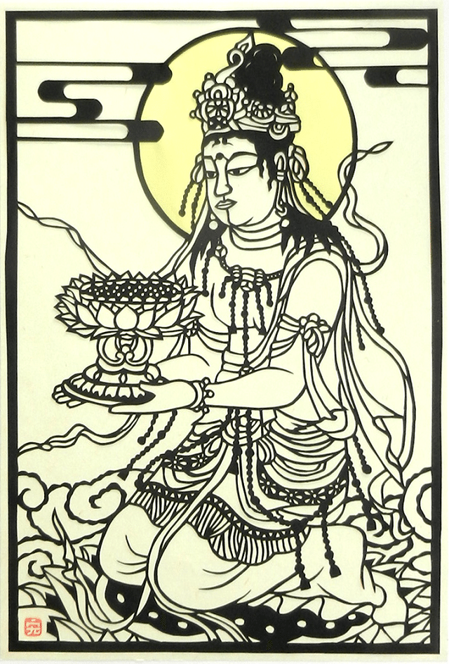 切り絵 阿弥陀聖衆来迎図 ＃1 阿弥陀三尊像｜hiro@moriken