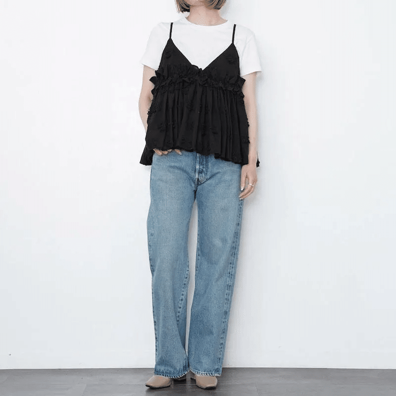 デニム映えトップス【 crinkle crinkle crinkle】3D embroidery