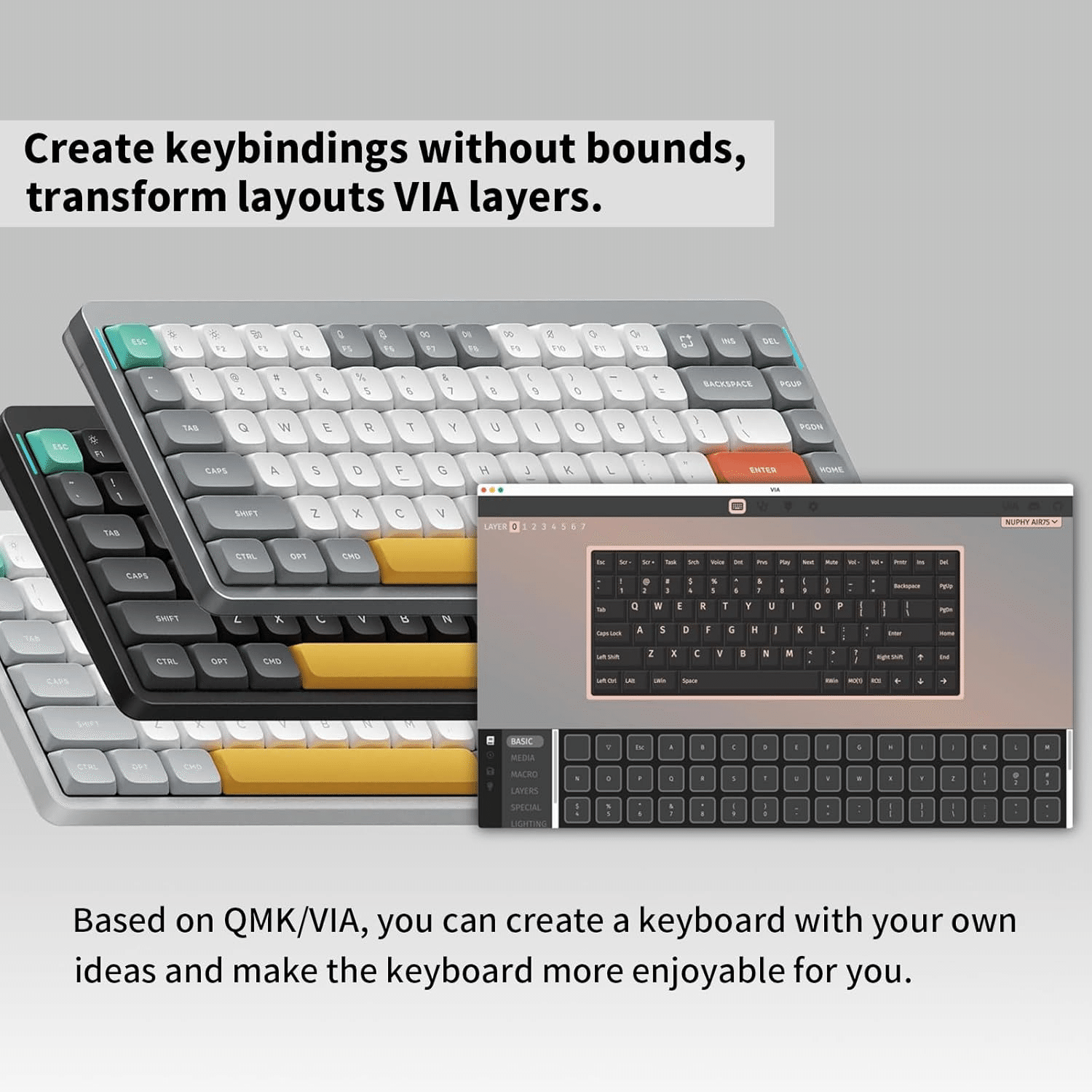 nuphy Air75 V2 ホワイト 赤軸 75% ワイヤレスキーボード｜GetGadgetGot