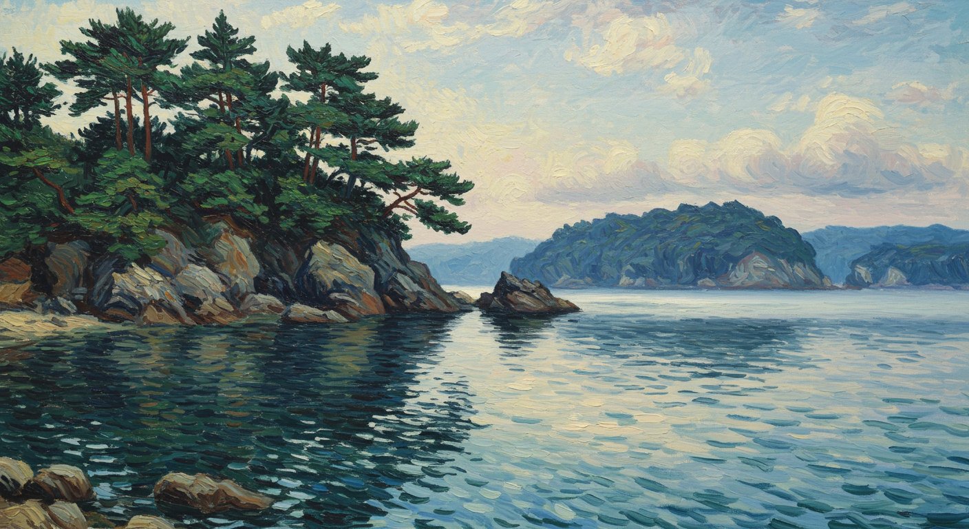 日本三景『松島』をAI絵画風に｜蟒蛇 来都（うわばみ らいと）