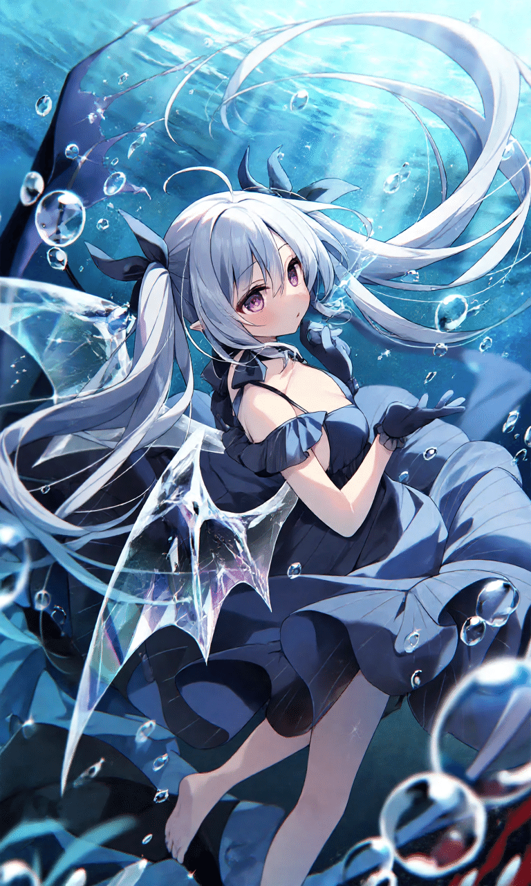 水底で玉の悪魔は天に手を。 【AIイラスト】｜みたま ゆを。