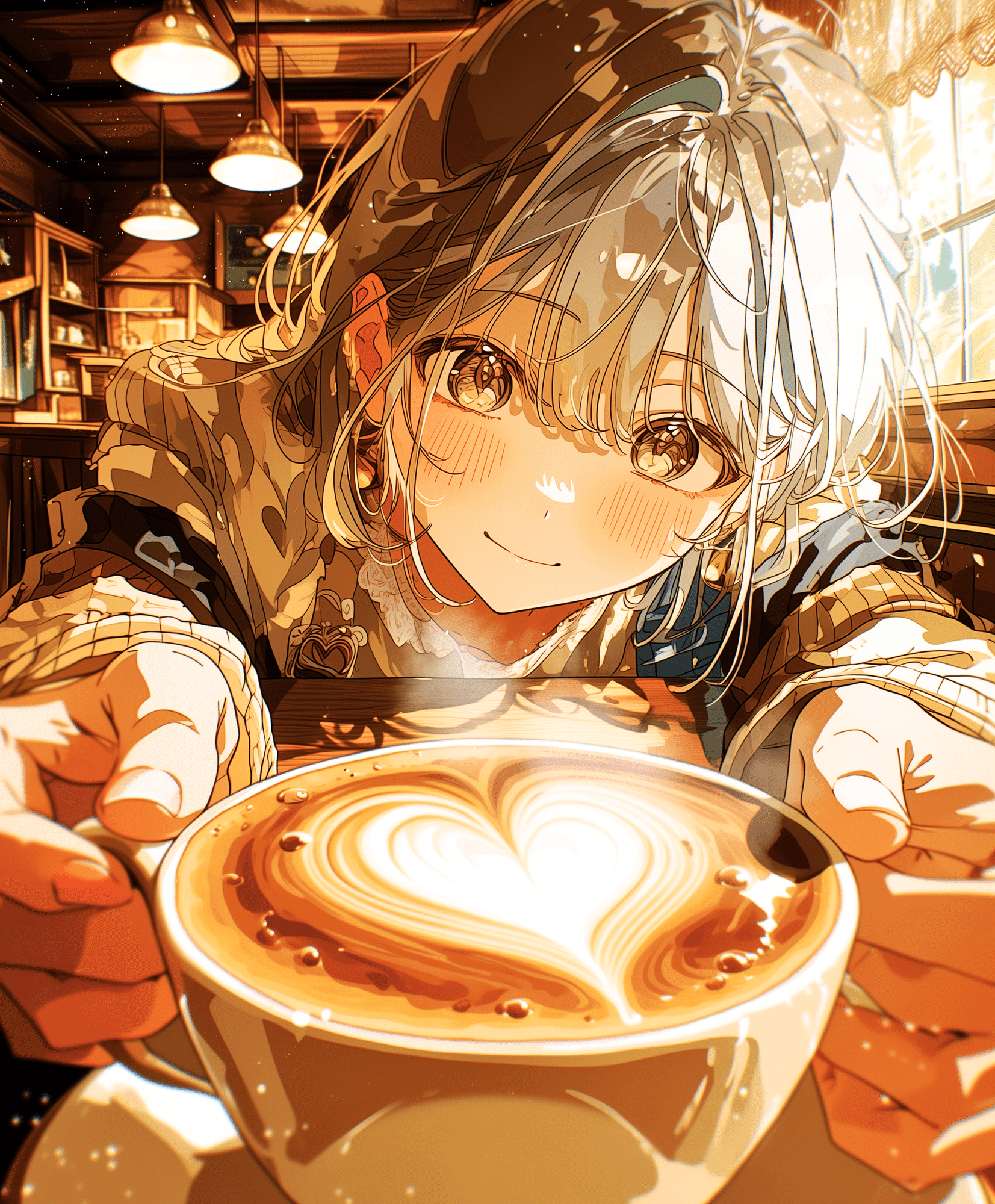 カフェラテ色の優しさを集めて︰ひと休みする日常【画像生成AI / 4コマ