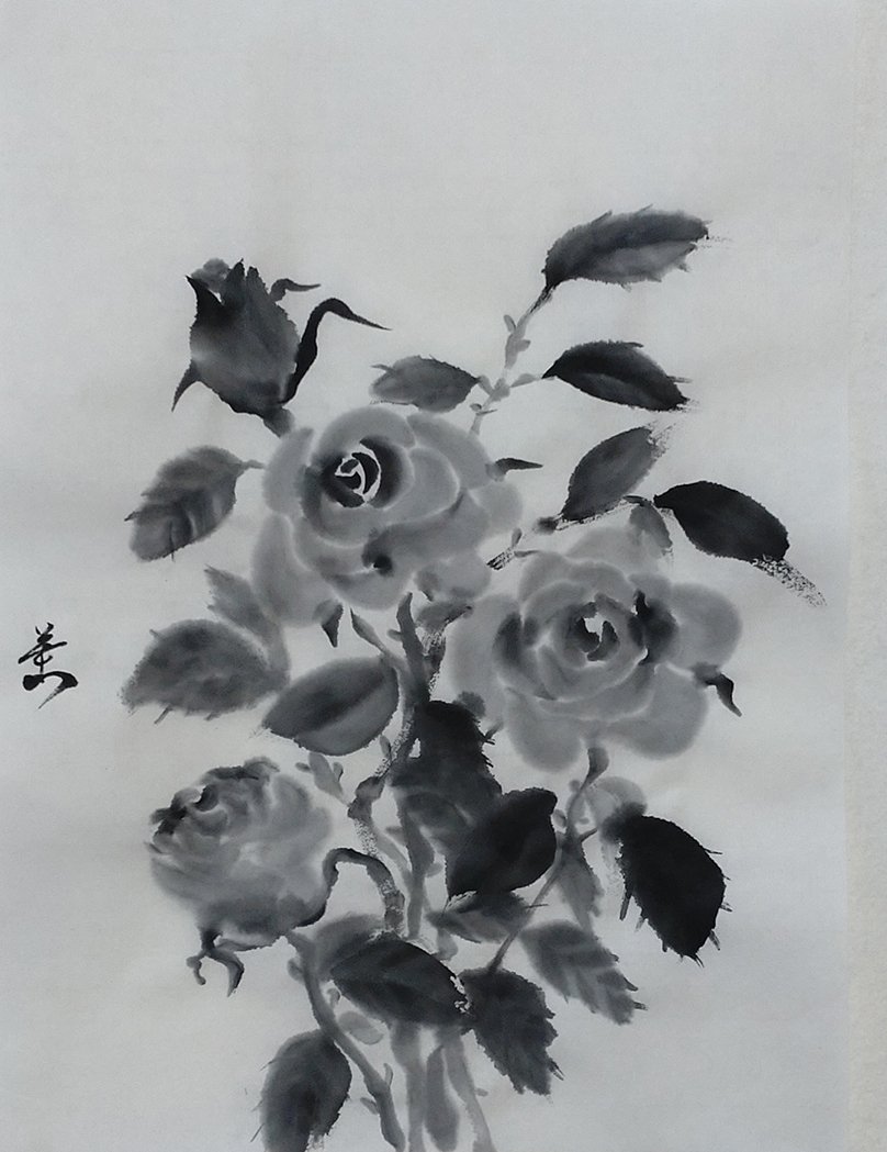 墨で薔薇／バラの新額装｜KaoRu IsjDha