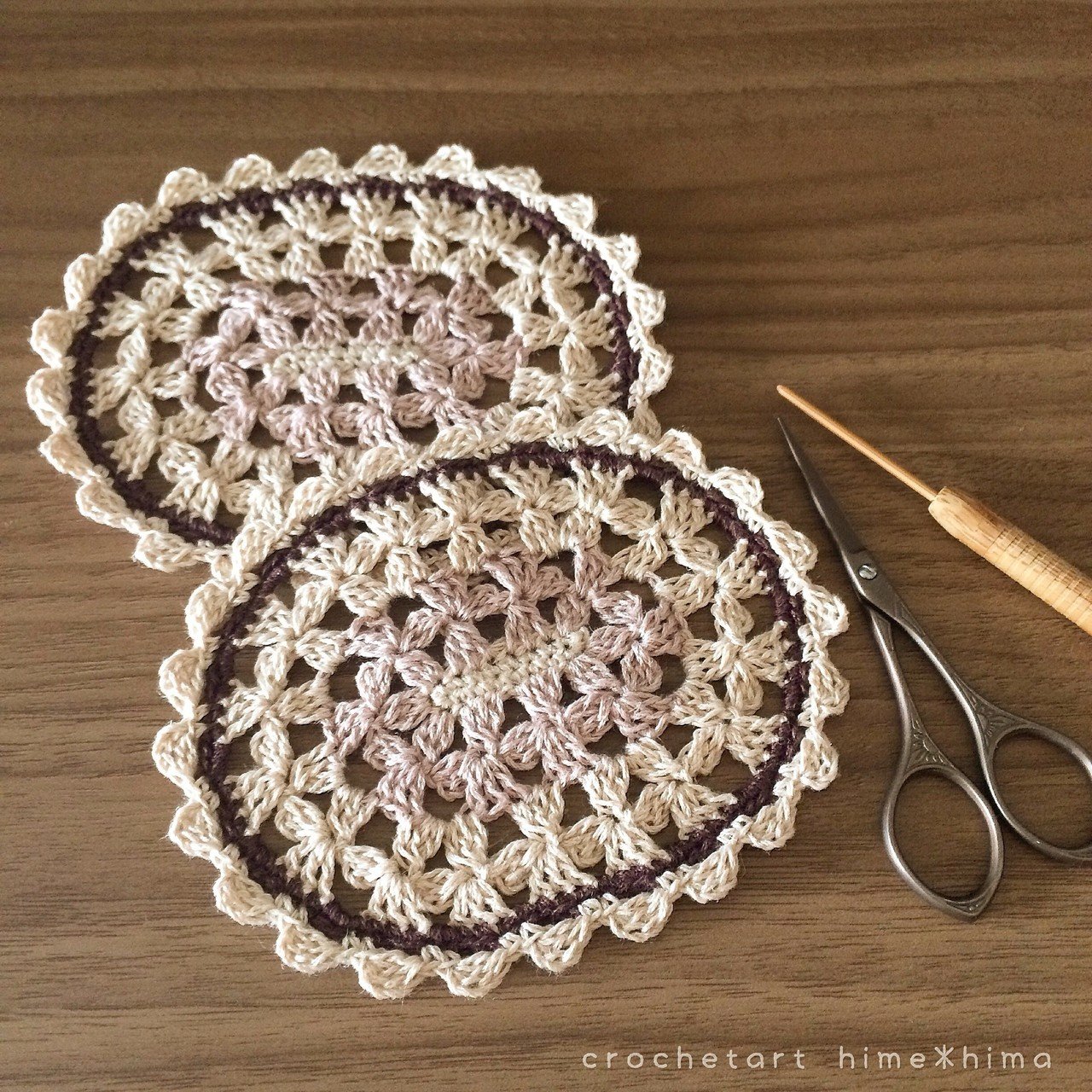 コースターサイズ楕円形ドイリー(#note_001)｜hime*hima / レース編み