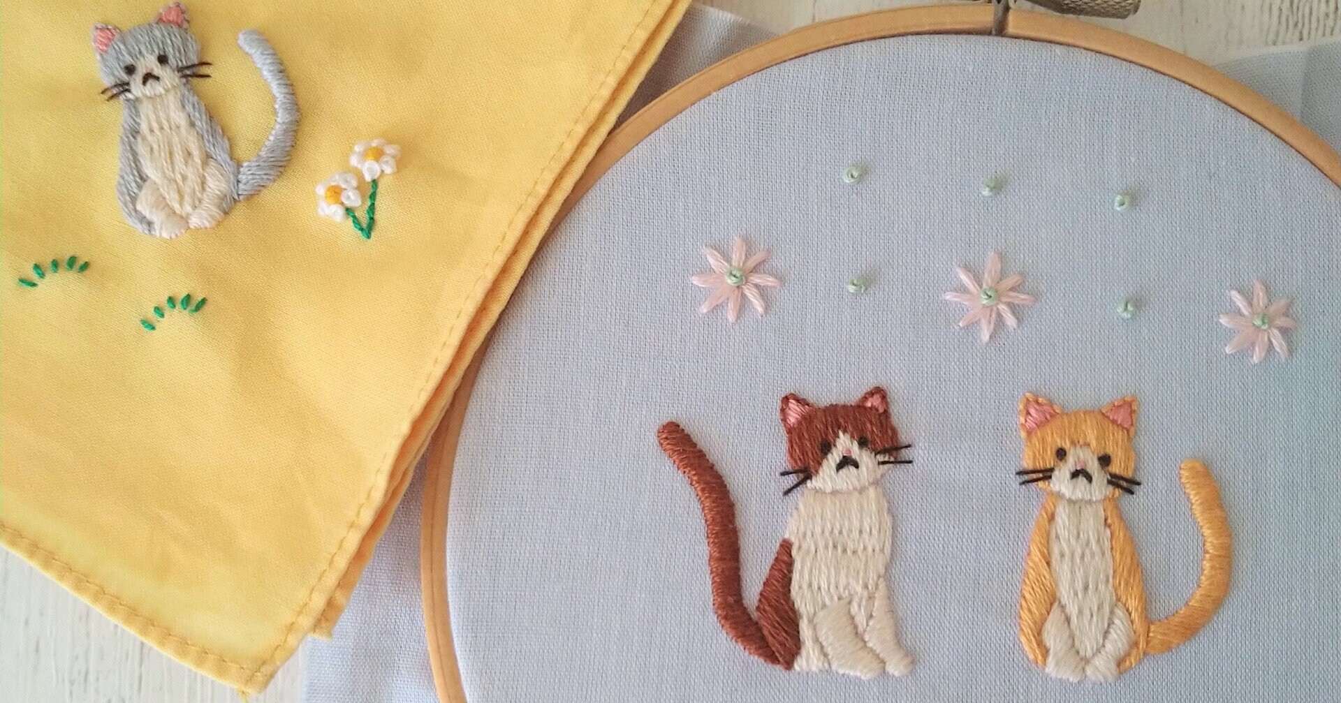 2匹の猫の刺繍図案🐈🐾 ステップ22 〜アレンジして楽しもう